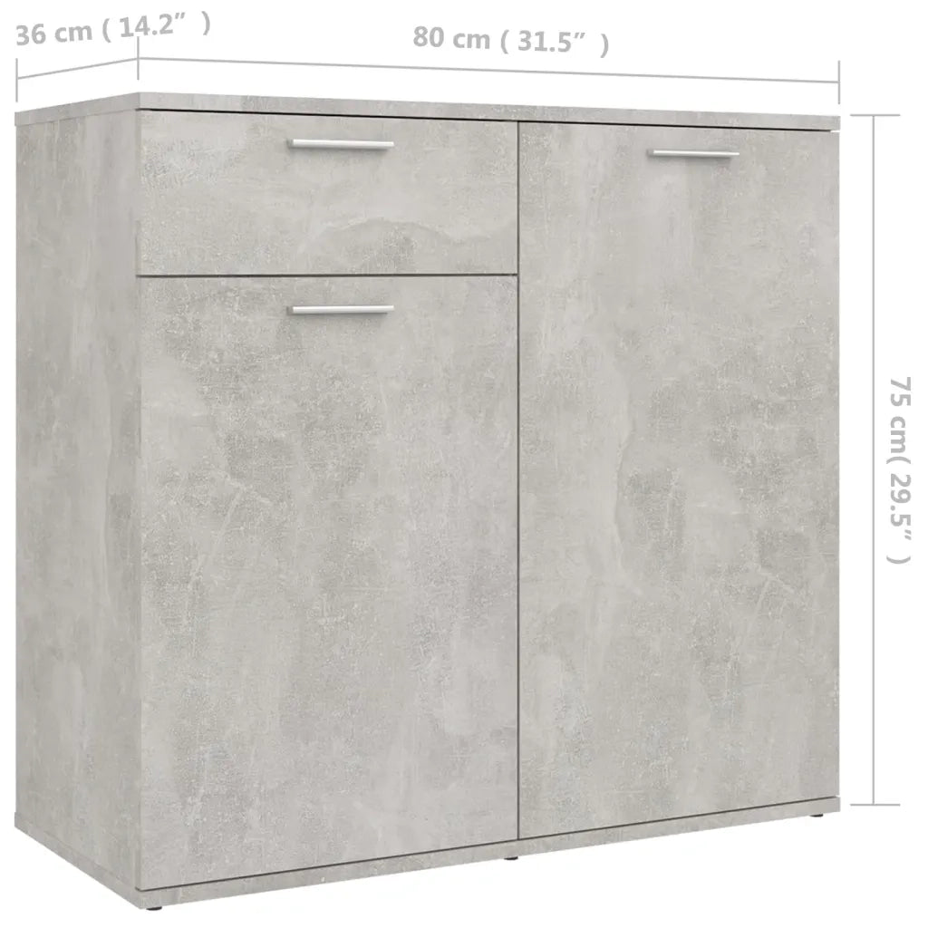 Credenza Grigio Cemento 80x36x75 cm in Truciolato