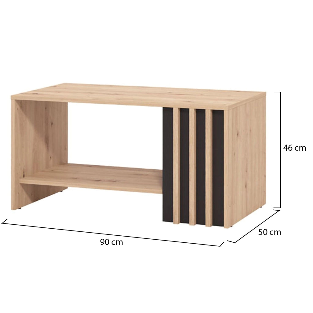 Tricerro, Tavolino da Salotto un Vano, 90x49.5x45.5h cm Marrone Rovere Nodi