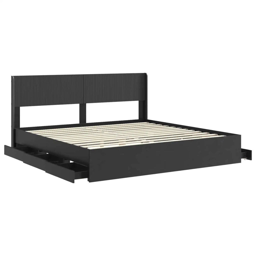 Struttura del letto con stoccaggio e testata Nero 200 x 200 cm 3414276