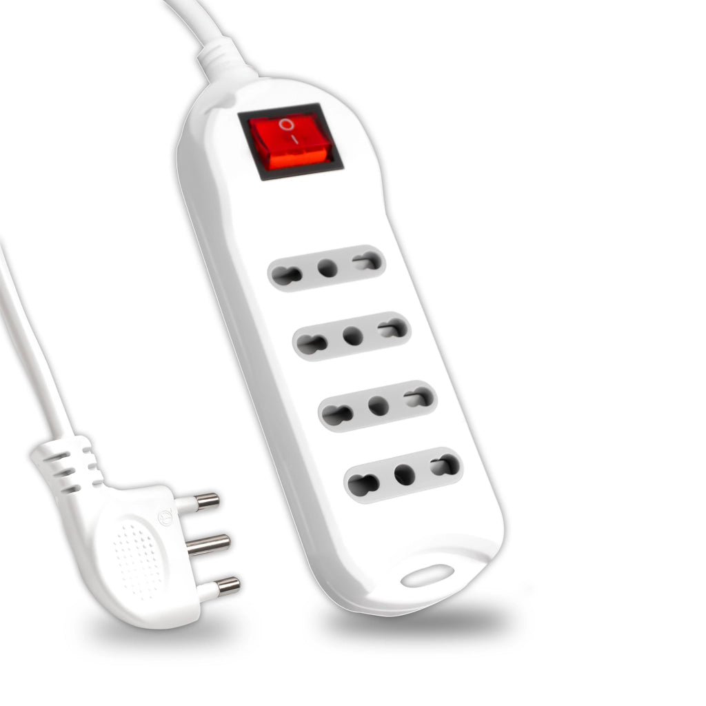 Multipresa 4 posti con interruttore luminoso 10/16a â€‹â€‹bipasso con attacco a Parete 250v ~ max: 3500W Cavo H05VV-F 3G1.0mmx1.5m con spina 16a 2p+t