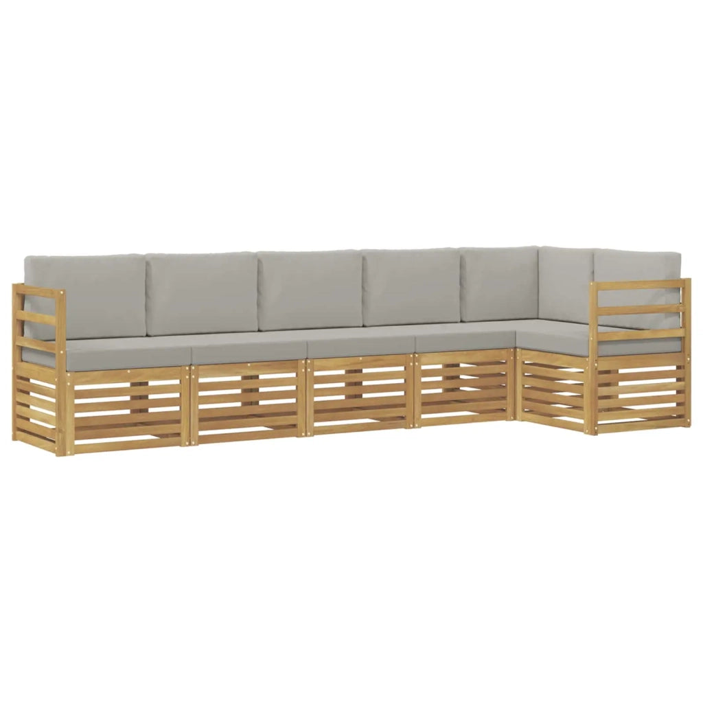 Set di divani da esterno 6 pcs Bianco e Grigio Chiaro