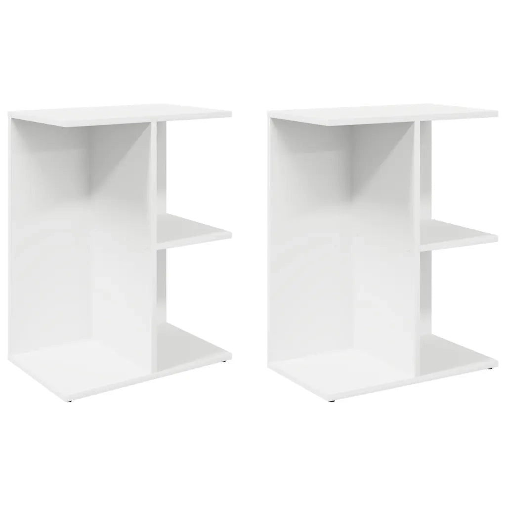 Comodini 2 pz-Set di 2 Tavolino da notte Bianchi 46,5x29x61 cm in Legno Multistrato