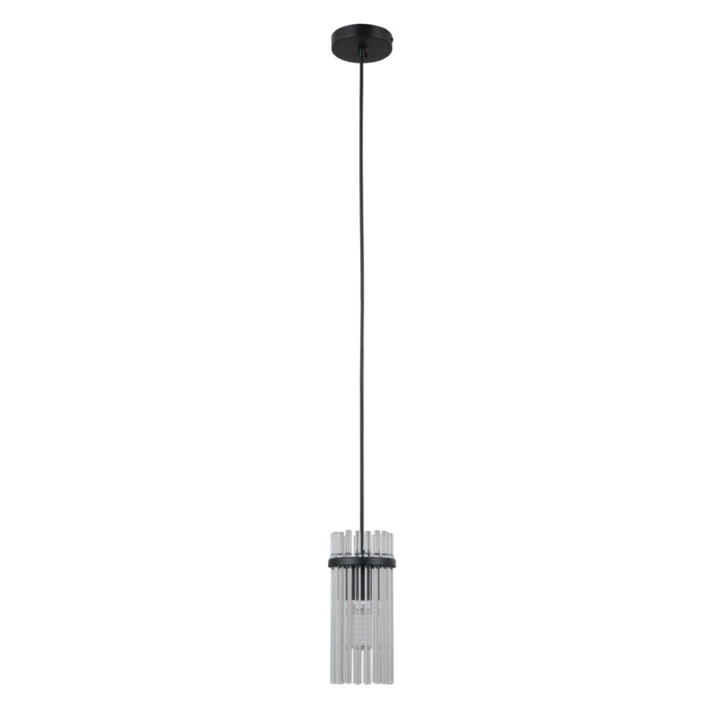 Lampada a sospensione Merto 1 luce nera vetro E14 Italux