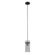 Lampada a sospensione Merto 1 luce nera vetro E14 Italux