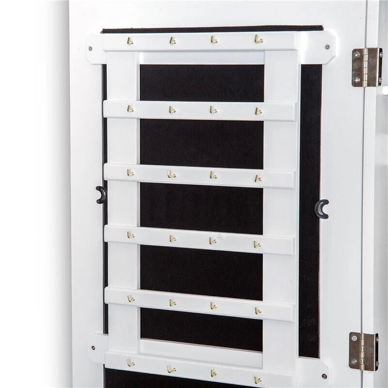 SPECCHIERA ARMADIO PORTAGIOIELLI DA PARETE IN LEGNO MDF, BIANCO, 37X9.5X112CM