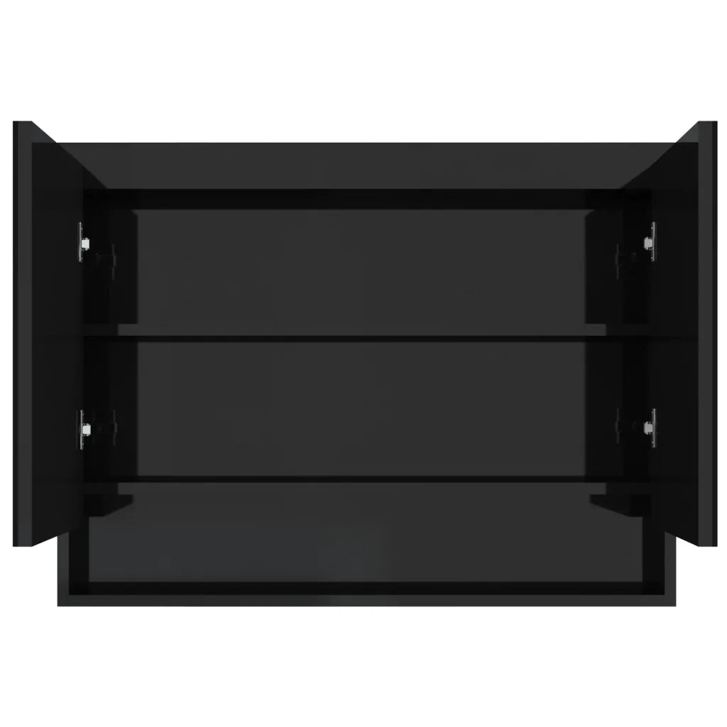 Armadietto a Specchio per Bagno 80x15x60 cm MDF Nero Lucido cod mxl 77834