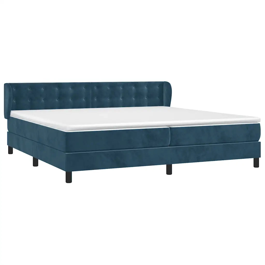 Giroletto a Molle con Materasso Blu Scuro 200x200 cm in Velluto