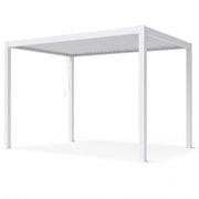 Pergola Bioclimatica 3x4 Metri Gazebo Con Tetto A Lamelle Orientabili Sistema Di Drenaggio Struttura In Acciaio E Alluminio Resistente Ai Raggi UV Per Giardino Terrazza E Piscina Bianco Opaco