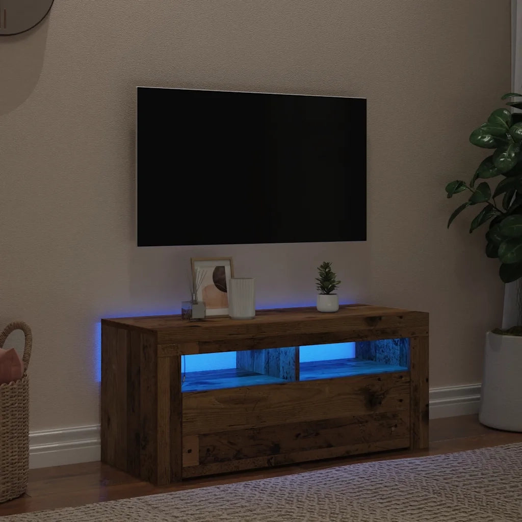 Mobile Porta TV con LED Legno Antico 90x35x40 cm Multistrato