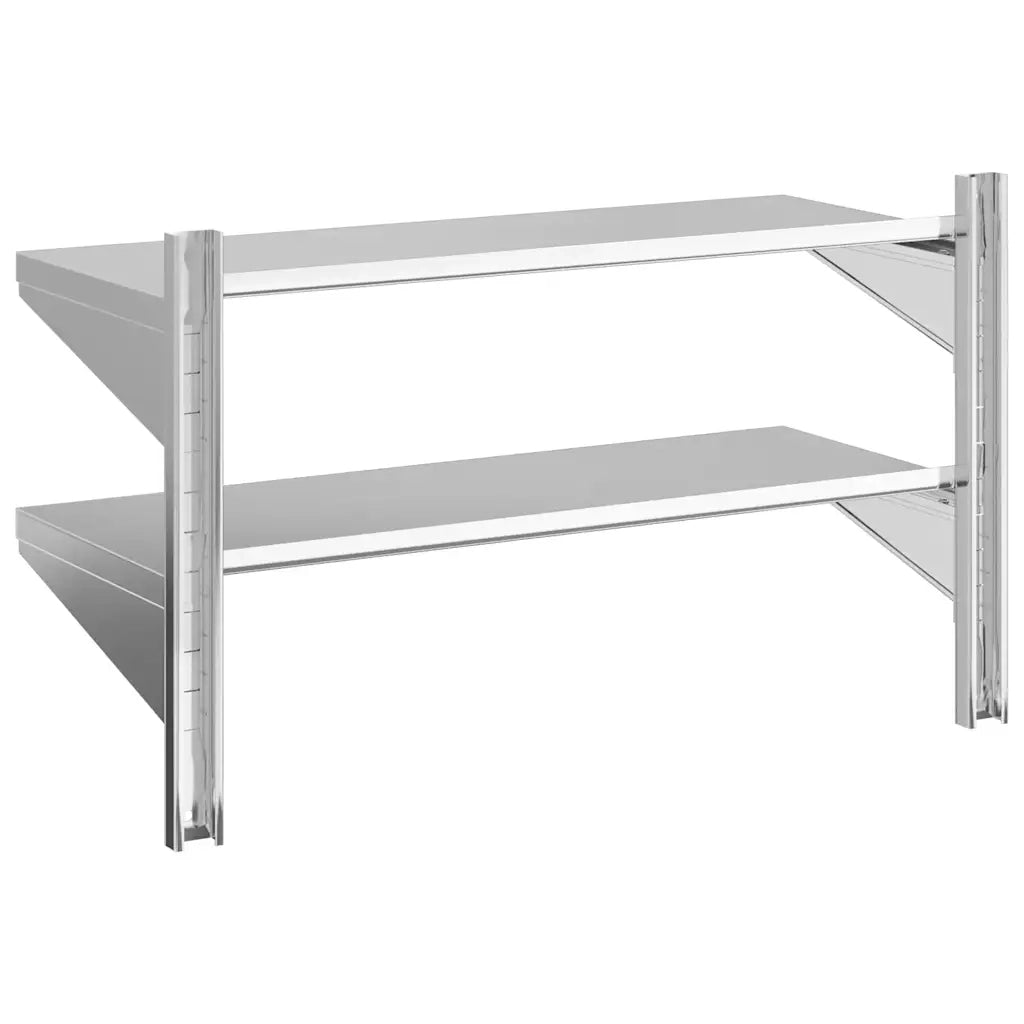 Mensola Muro 2 Ripiani 100x40x60cm Argento Acciaio Inossidabile 30309