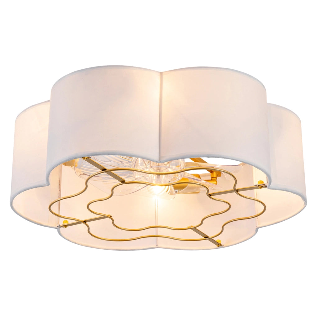 Ventilatore da soffitto con luce, controllo Bluetooth e telecomando, 4 attacchi E26, oro e bianco