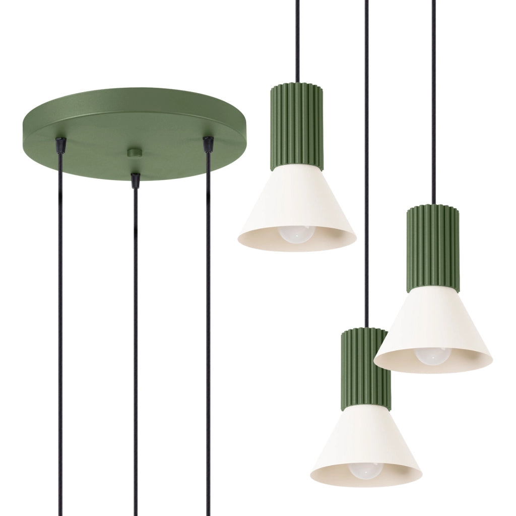 Lampada a sospensione moderna tripla verde/beige E14 MOLDEA