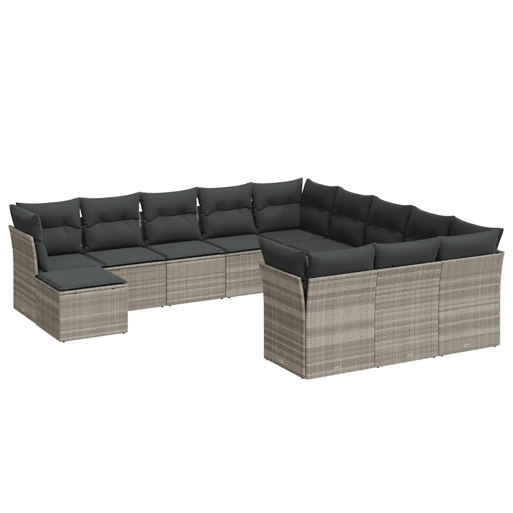 Set Divano Giardino 12 pz con Cuscini Grigio Chiaro Polyrattan 3218632