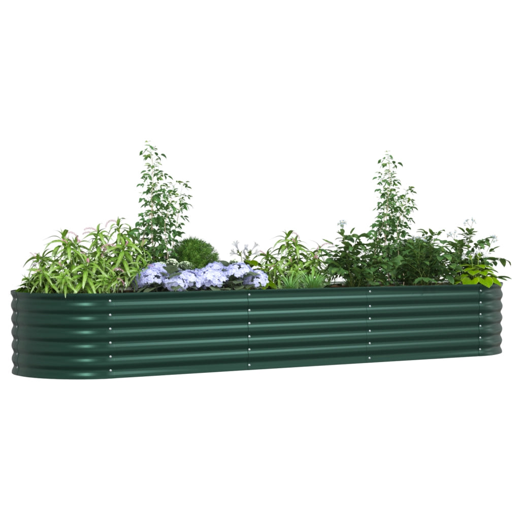 Letto da Giardino Rialzato Verde 320x80x44 cm in Acciaio Galvanizzato