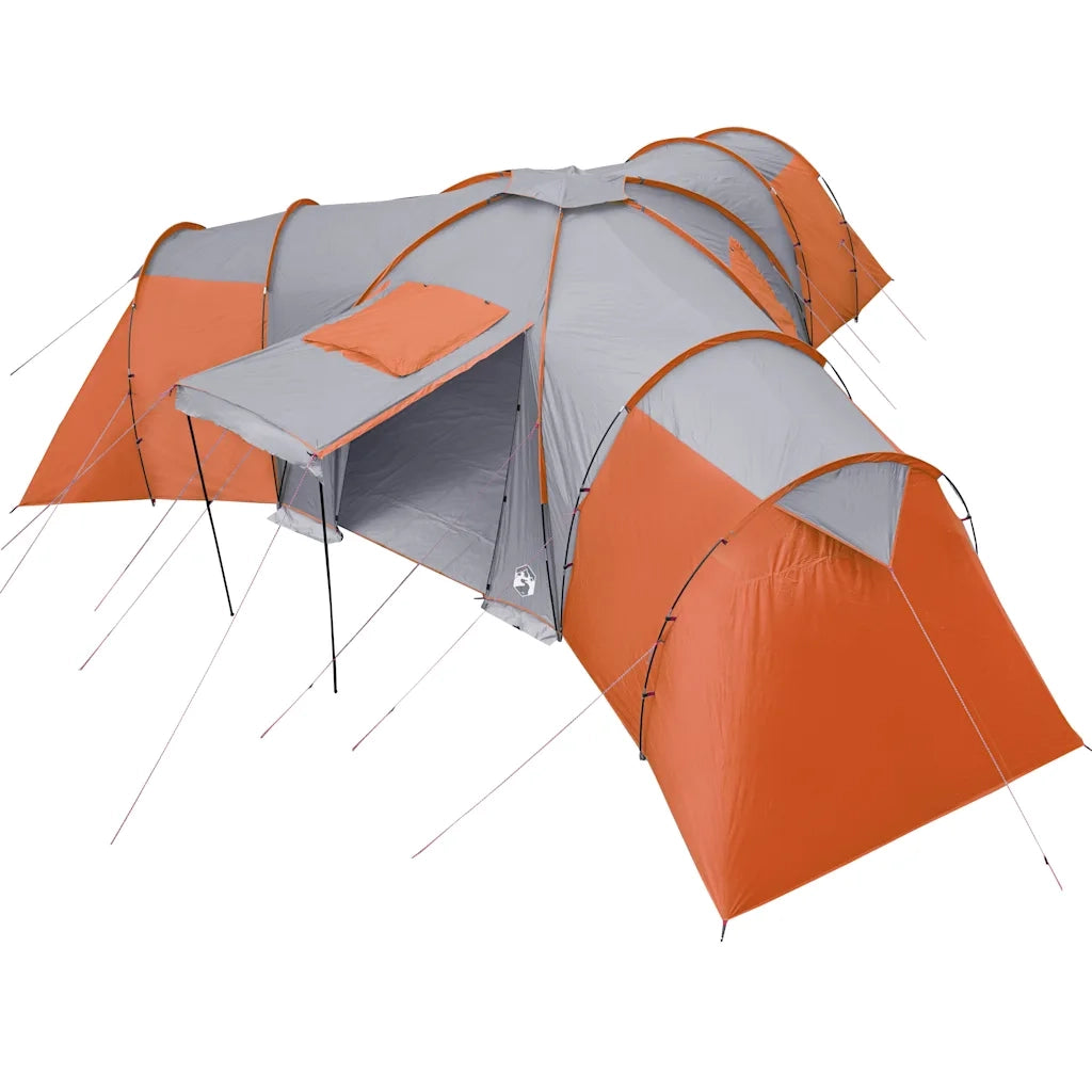 Tenda da Campeggio a Cupola 12 Persone Grigio e Arancione 94348