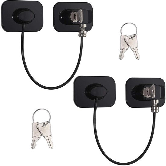 Sicurezza per bambini per finestre, frigoriferi, armadi, porte, set di serrature di sicurezza nere, 2 pezzi di serrature adesive bloccabili per l'apertura di serrature per la protezione di bambini, animali domestici, finestre a soffitto e balconi