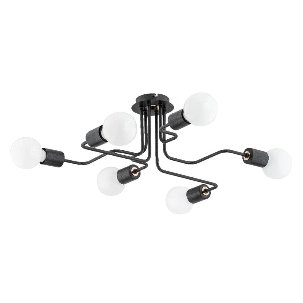 Plafoniera loft in metallo nera 6xE27 15W Harp Alfa