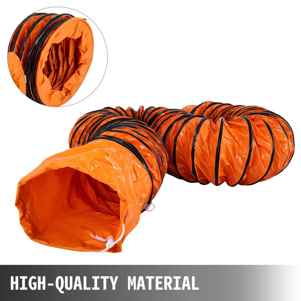 Tubo Flessibile di Ventilazione in PVC Arancione 12 Pollici 4,9 m Condotto Flessibile con Corde Regolabili per Officina e Fai da Te