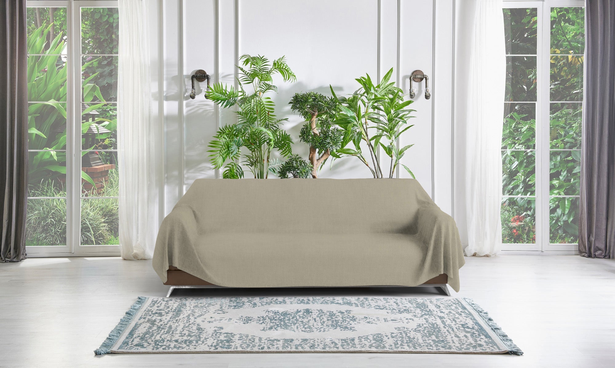 Telo Arredo Coprittutto Copridivano in Cotone Tortora 170x300 cm