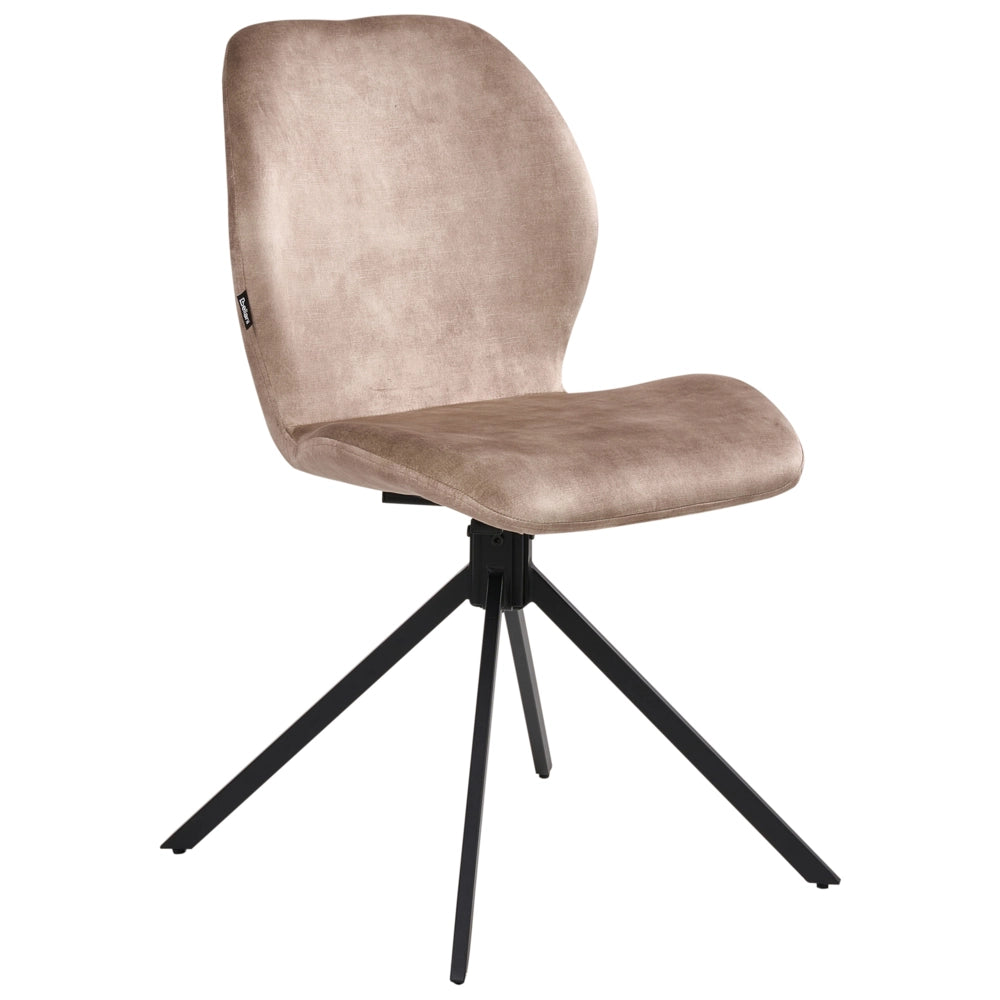 Set di 4 sedie da pranzo in velluto beige con gambe in ferro nero, girevoli a 180°, moderne e imbottite