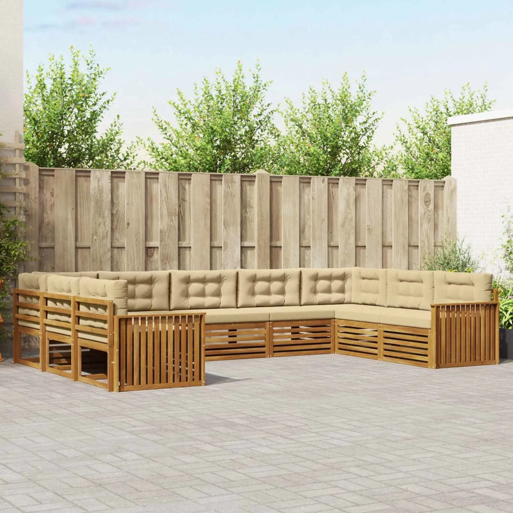 Set di divani da esterno con cuscino 9 pcs Naturale e Beige 3374128