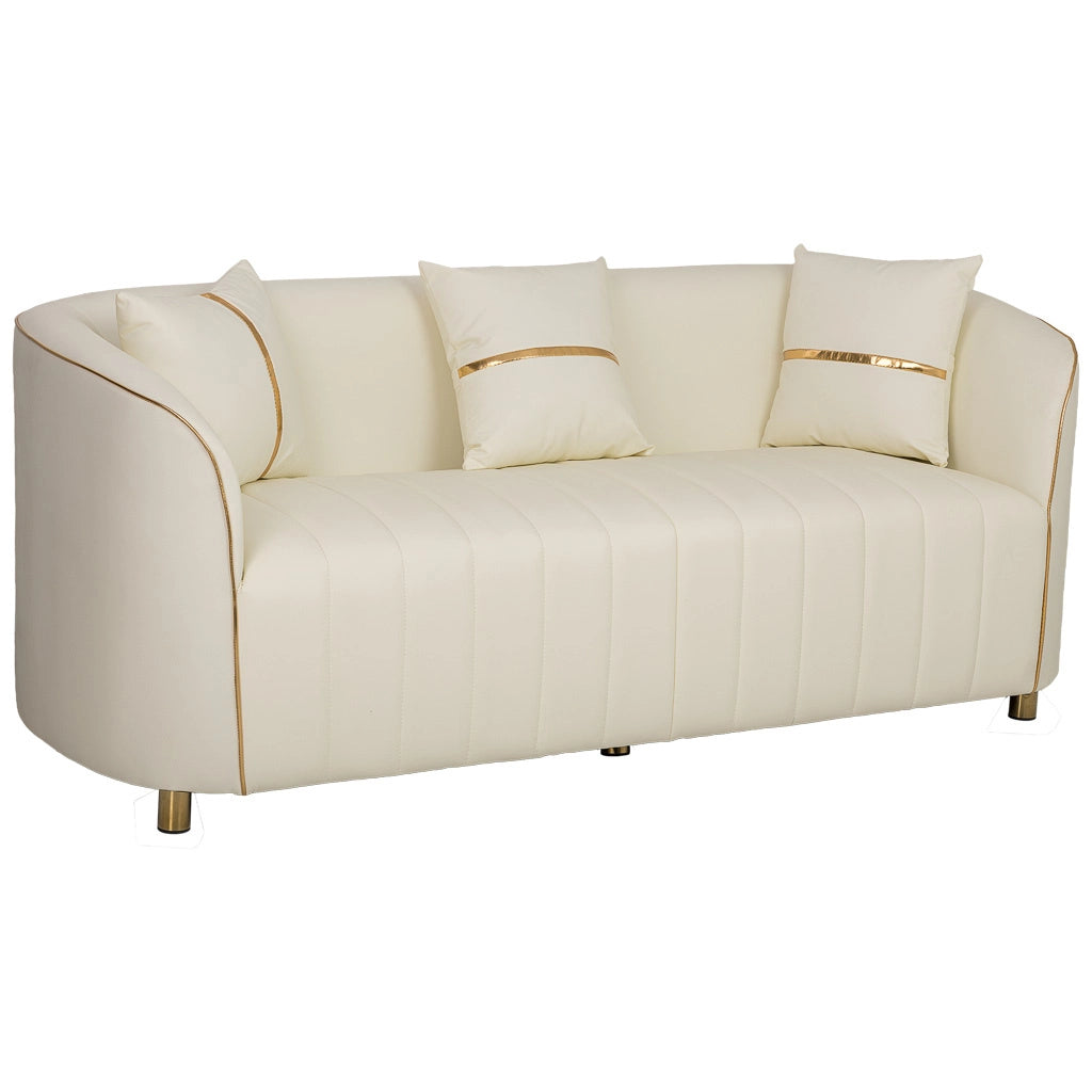 Divano in ecopelle beige 185x72x76h cm