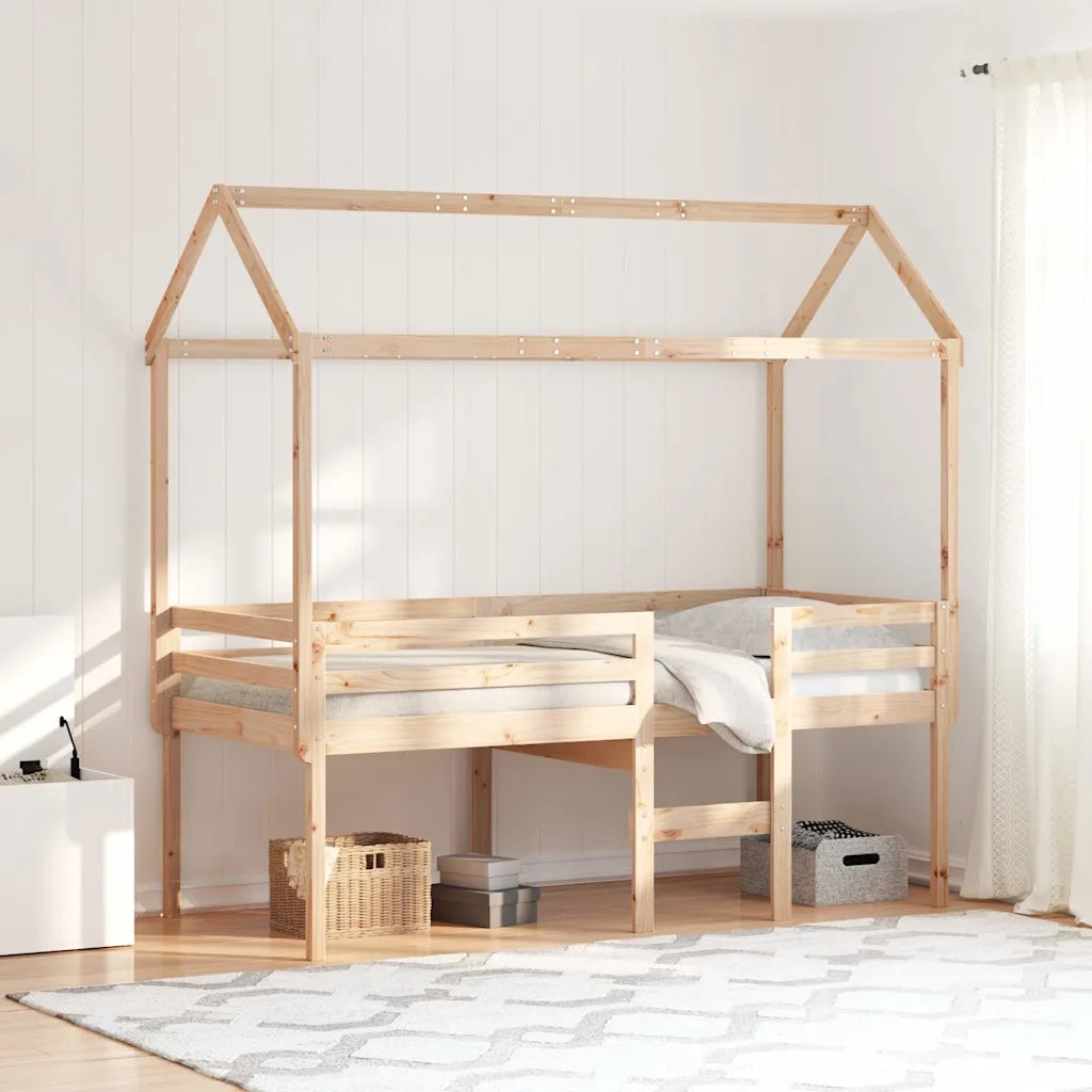 Letto a Soppalco con Tetto 80x200 cm in Legno di Pino 3282135