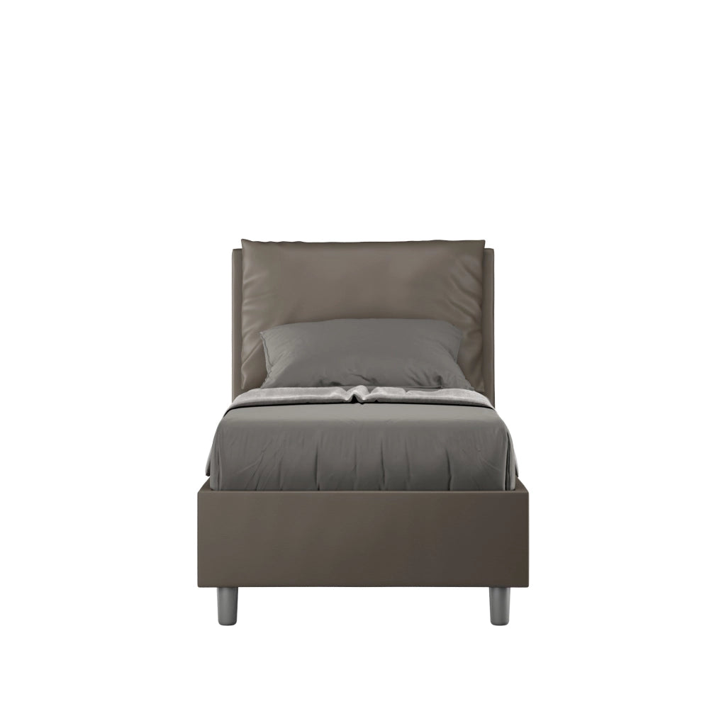 Letto Singolo 80x200 cm con Rete e Contenitore Antea Cappuccino