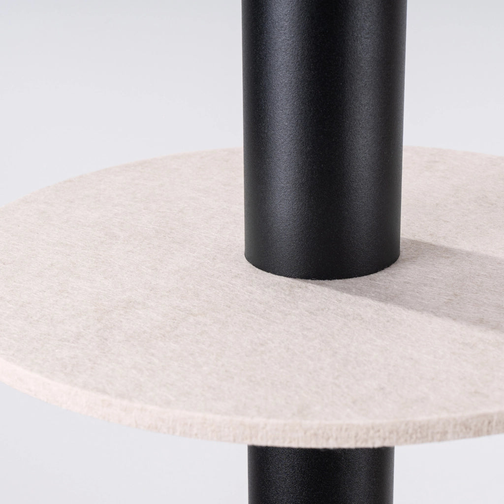 Lampada sospensione tubo nero disco feltro beige GU10