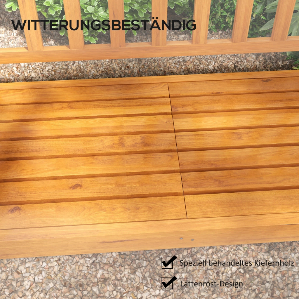 Panchina da giardino in legno massello con tavolo apribile ¨C zephmum ¨C 153x56x91, colore marrone chiaro