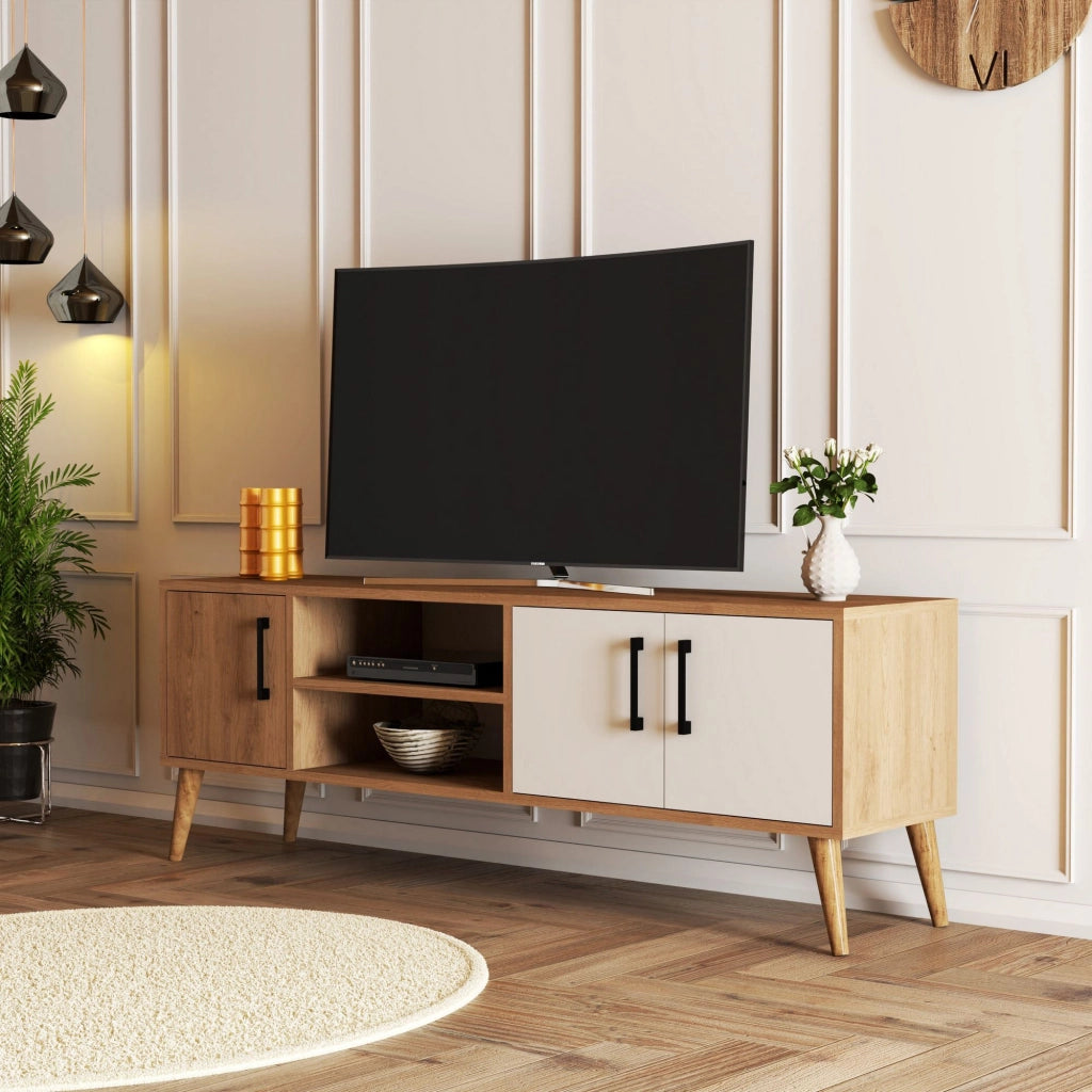 Porta TV in legno "Exxen" - 150 x 34 x 52 cm - Bianco