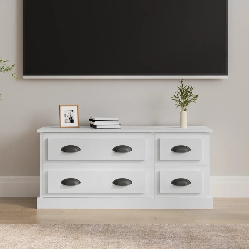 Mobile Porta TV Bianco Lucido 100x35,5x45 cm Legno Multistrato 816450
