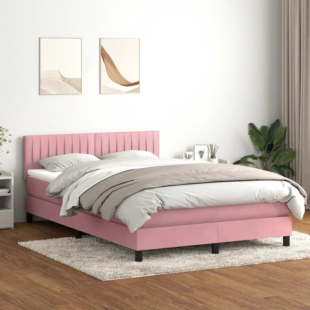 Giroletto a Molle con Materasso Rosa 160x210 cm in Velluto 3316412