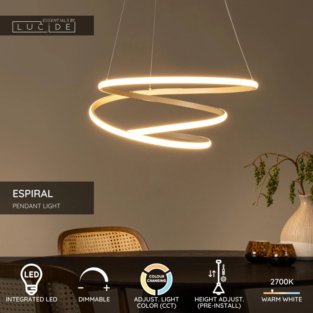 Lampada sospesa LED spirale taupe alluminio ESPIRAL Lucide