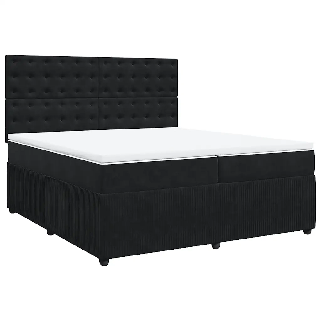 vidaXL Giroletto a Molle con Materasso Nero 200x200 cm in Velluto