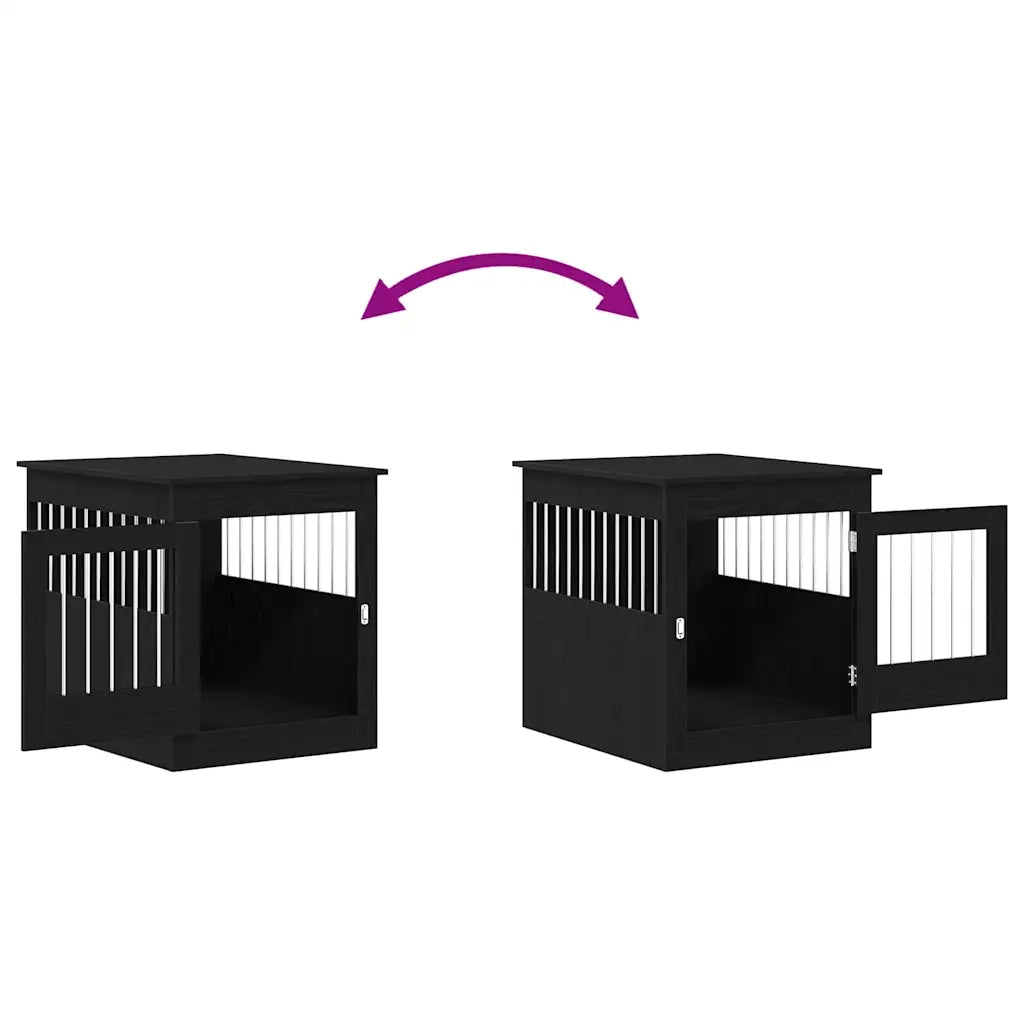 Mobile per cuccia per cani Rovere Nero 64,5x80x71 cm in legno ingegnerizzato 862177