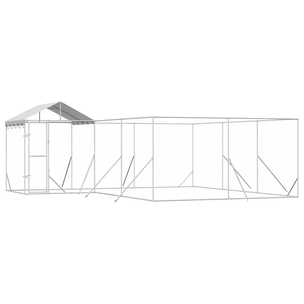 Cuccia Cani da Esterno Tetto Argento 6x6x2,5 m Acciaio Zincato 3190471