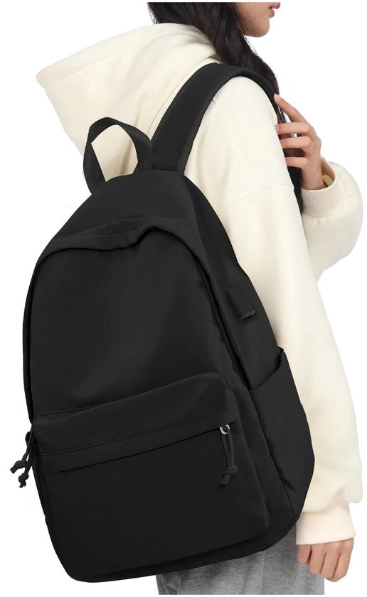 Zaino per Scuola Borsa da Viaggio per Ragazze e Ragazzi, Impermeabile, Borsa da Ufficio per Laptop, Zainetto da Scuola per Donne, Borsa da Viaggio per Università e Scuola, Nero