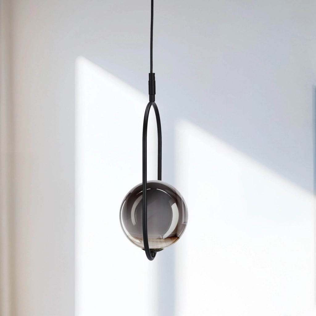 Lampada a sospensione CORDEL nera vetro grafite G9 Candellux