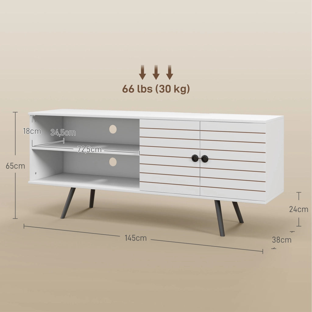 Mobile TV per Televisori 65 Pollici ¨C zephmum ¨C Bianco 145x38x65 cm