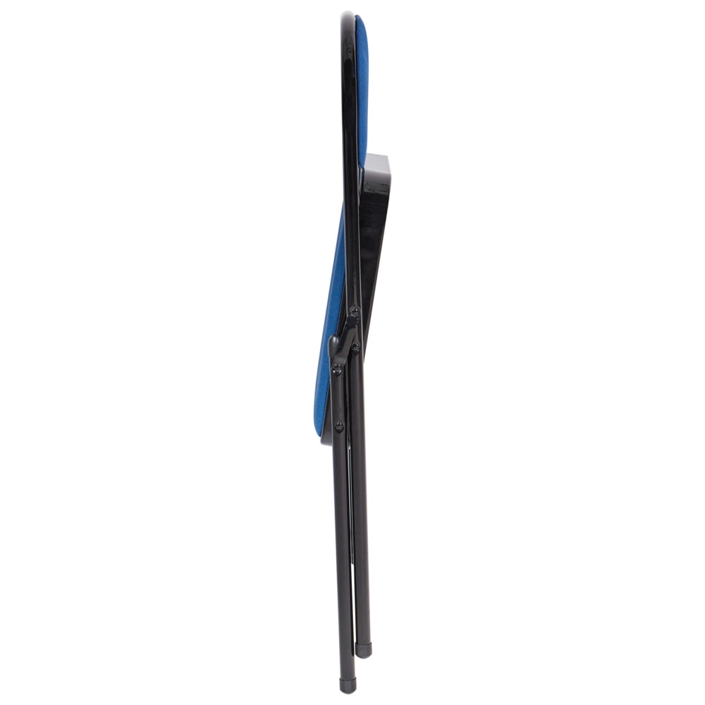 Set 4 Sedie Pieghevoli in Metallo blu e nero sedile e schienale imbottiti