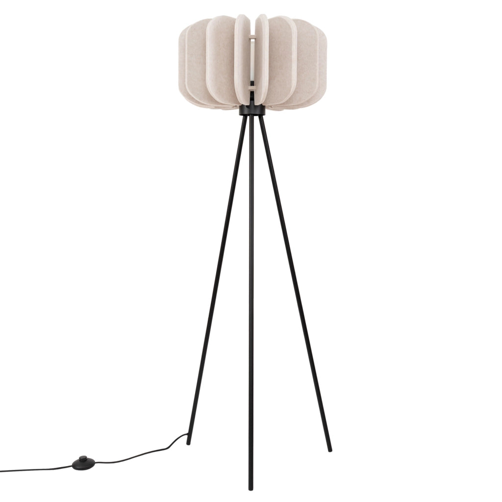 Lampada da terra treppiede in feltro beige E27 BARDEO