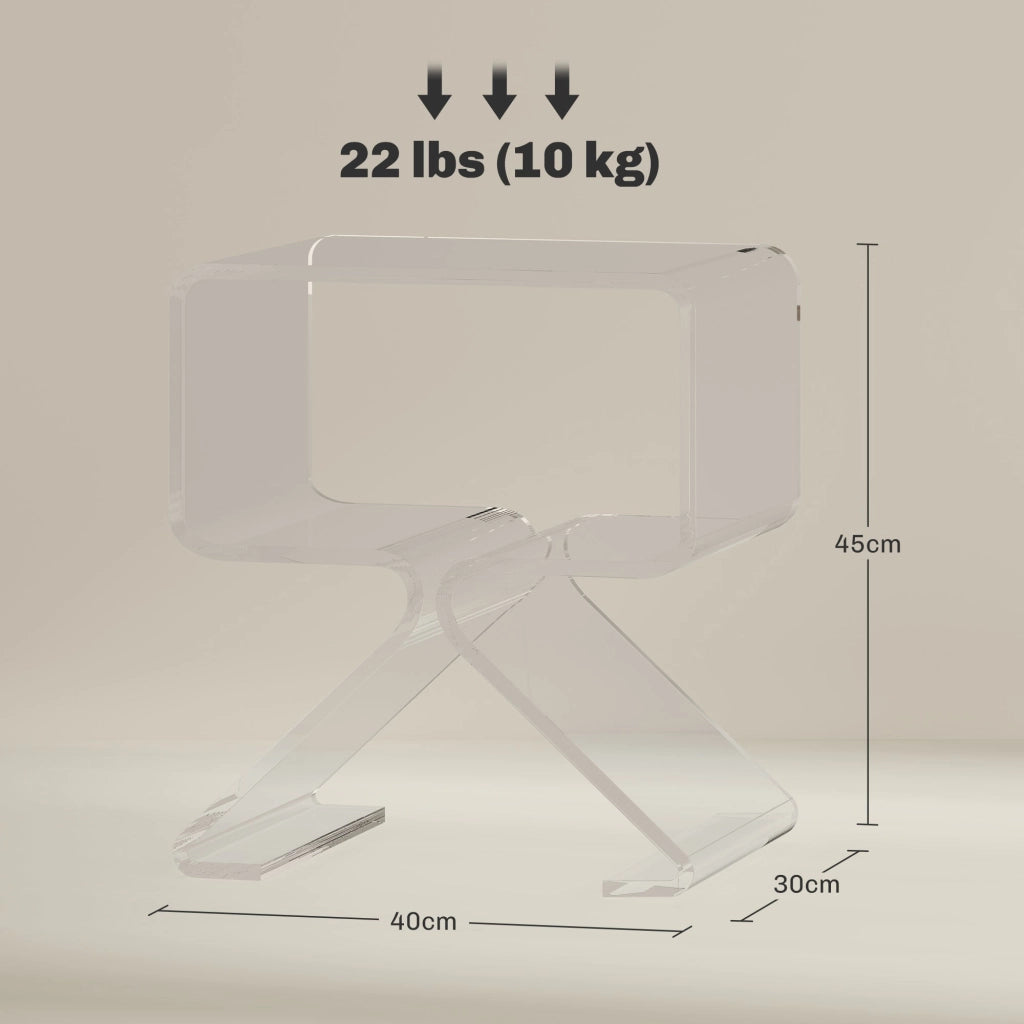 Tavolino da Soggiorno Basso Design Geometrico a 2 Livelli 40x30x45 cm in Acrilico Trasparente