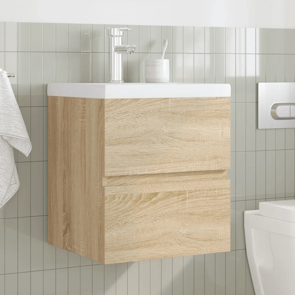 vidaXL Set Mobili da Bagno 2 pz Rovere Sonoma in Legno Multistrato