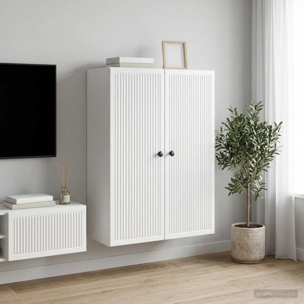 Mobiletto a muro Bianco Lucido 66 x 34,5 x 90 cm 897889
