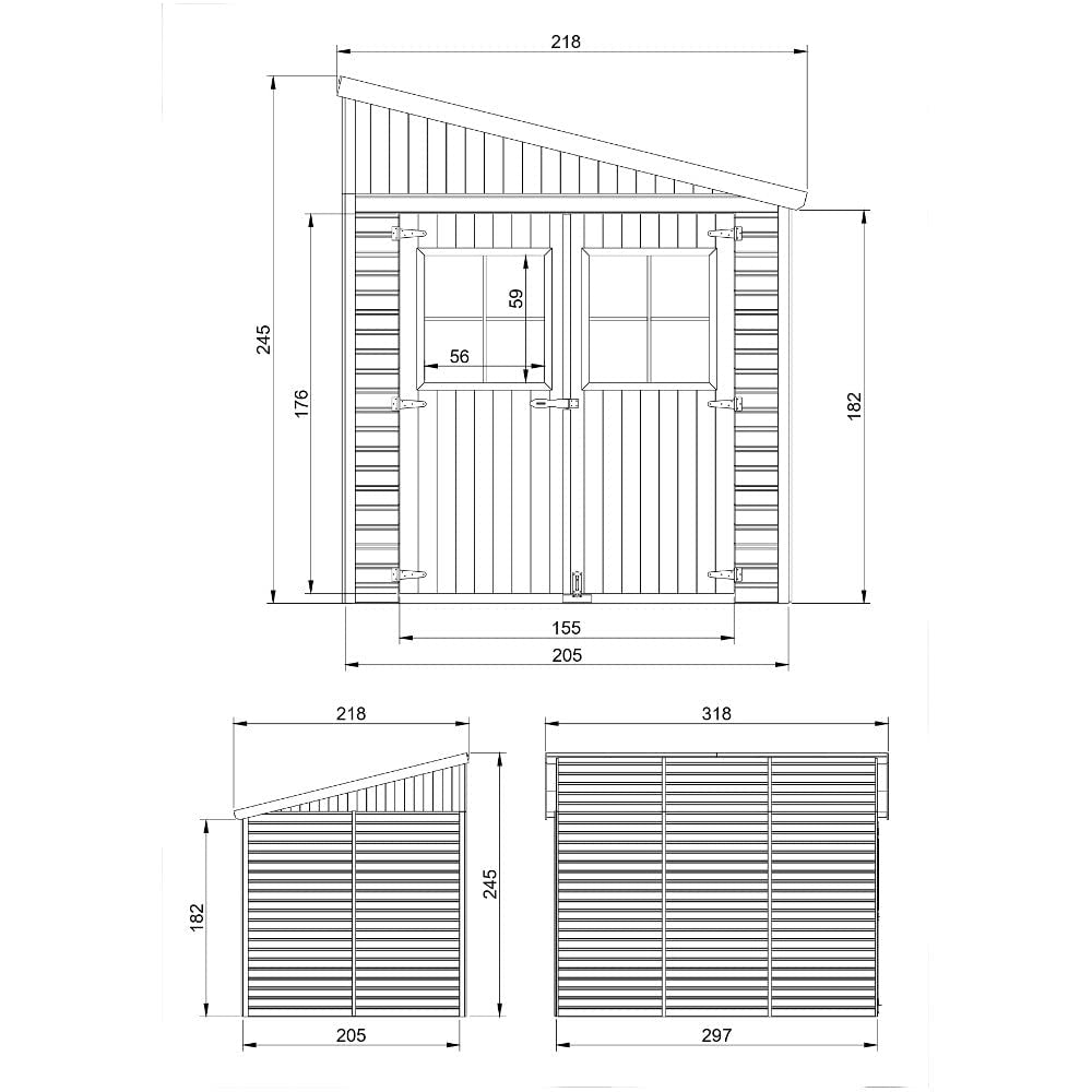 Casa da giardino in legno (con parete laterale) - 6,09 m² - TIMBELA M339A
