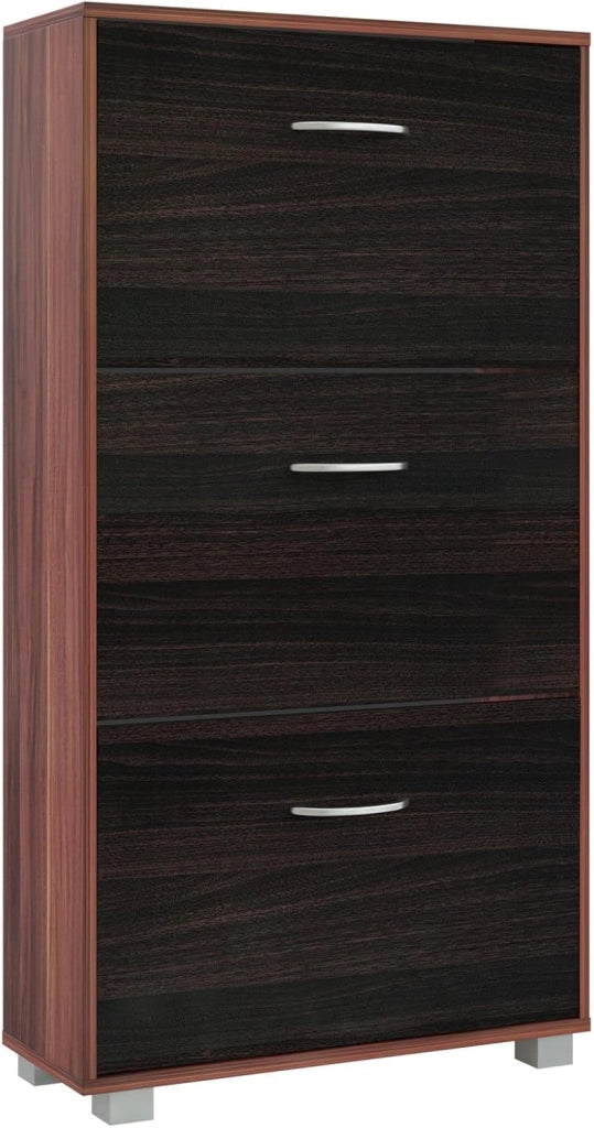 Scarpiera Mobile per Scarpe Legno Bianco 3 Scompartimenti 115x60x24 cm Scaffale Salvaspazio