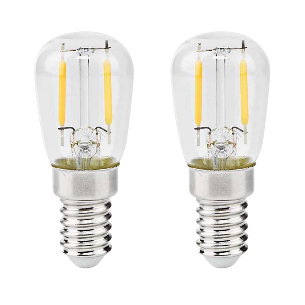2 Lampadina Led Filamento E14 2W 220V 220LM Freddo 6500K Per Frigorifero Vetro Trasparente