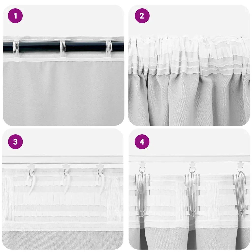 vidaXL Tende con tende 2 pcs Grigio chiaro Poliestere