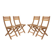 Set 4 sedie da giardino pieghevoli in acacia, marrone naturale